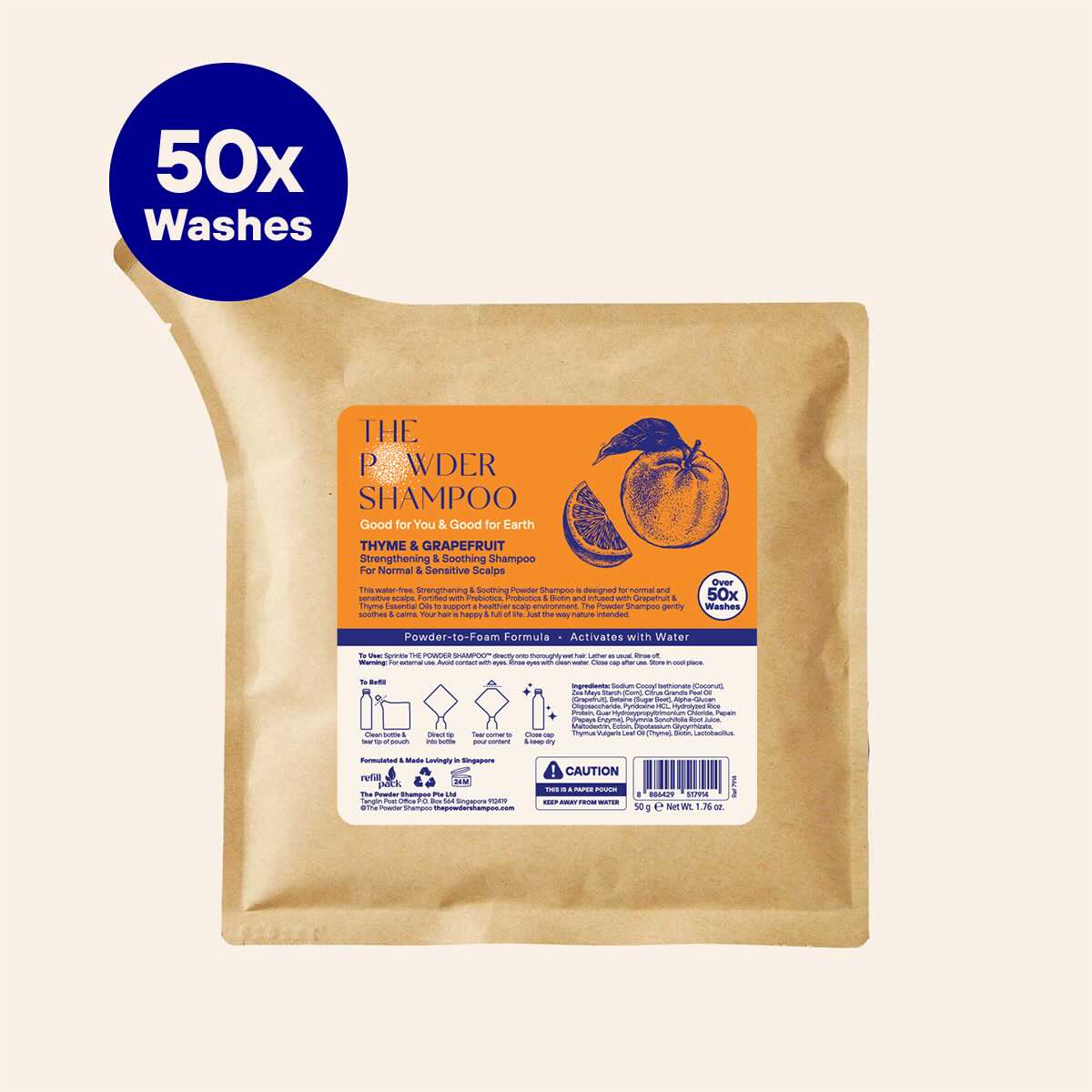 Pulvershampoo Refill for ekstra sensitiv hodebunn fra The Powder Shampoo