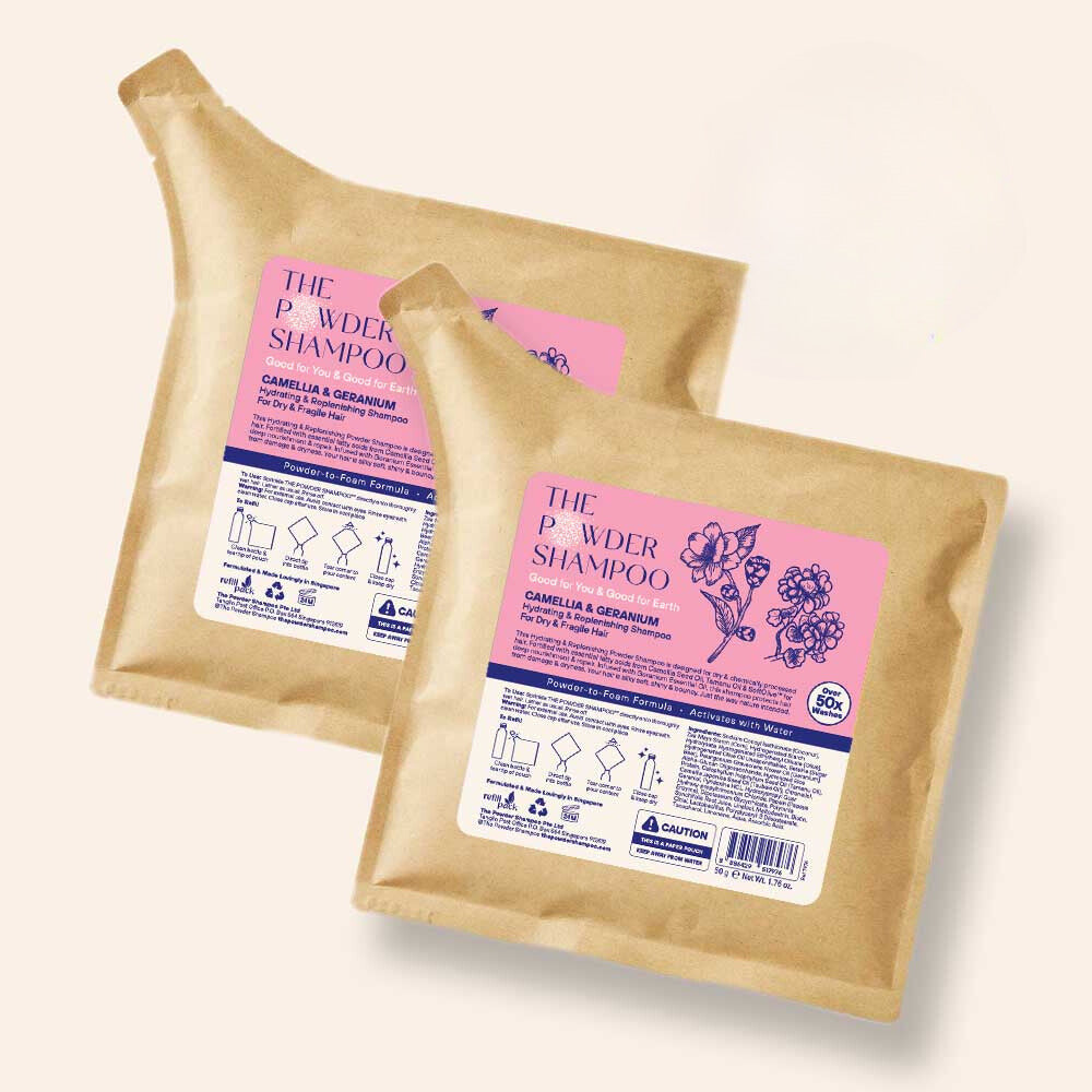 Refillpakke med pulvershampo for tørt og skadet hår fra The Powder Shampoo