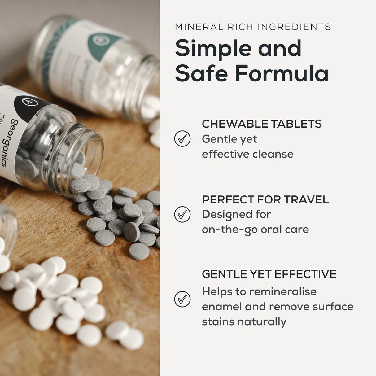 Charcoal Mineral Tannkrem Tabletter-120 stk fra Georganics